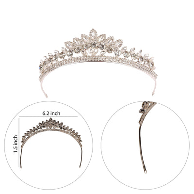 Floral Design Wedding and Birthday Crown Crystal Stone Crown for Bridesmaids