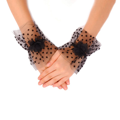 Polka Dot Tulle Bridal Gloves Ankle Length Gloves Bracelet Tulle Transparent Bridal Gloves Accessory
