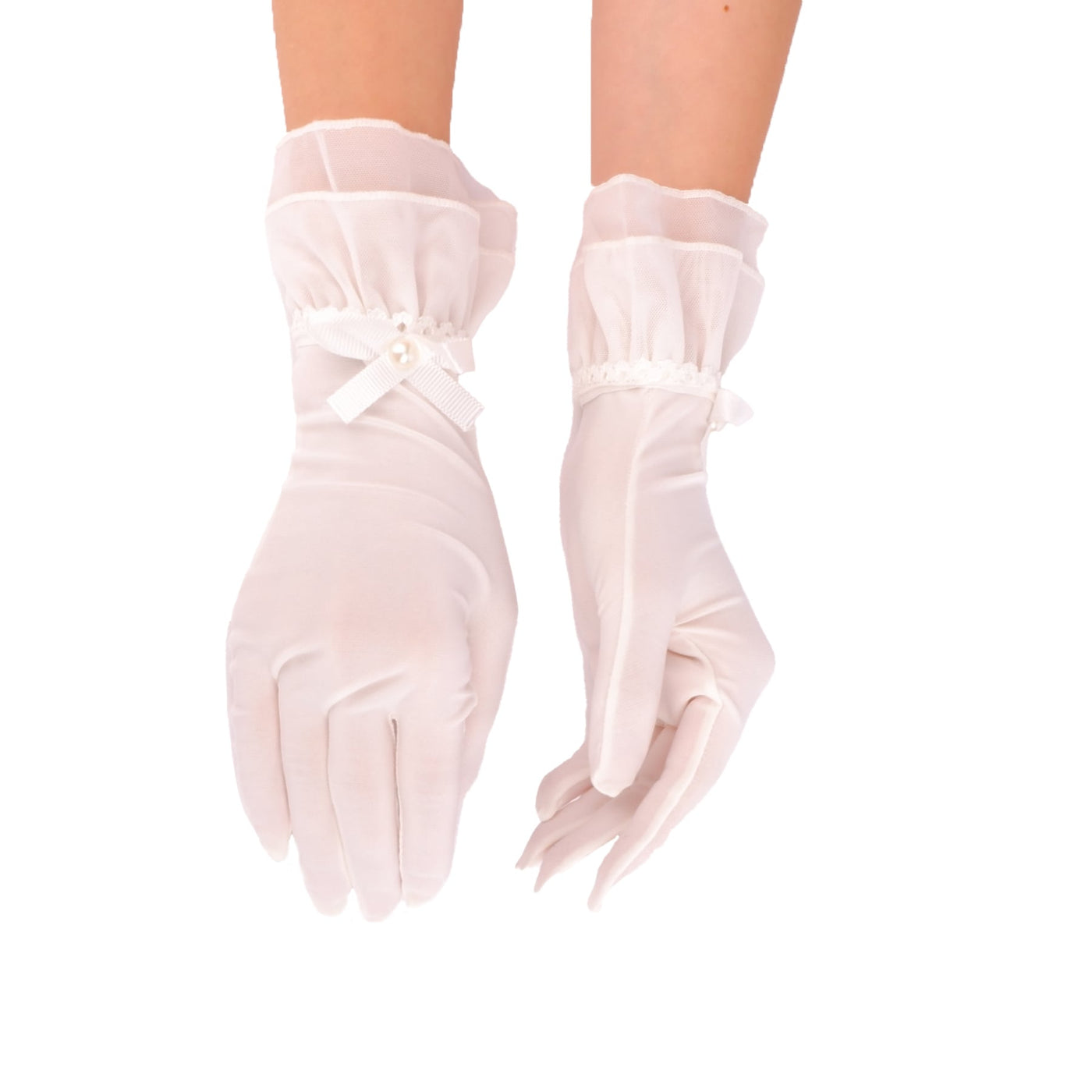 Sandy Fabric Ribbon Bridal Gloves Special Bridal Gloves for Women