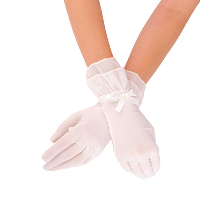 Sandy Fabric Ribbon Bridal Gloves Special Bridal Gloves for Women
