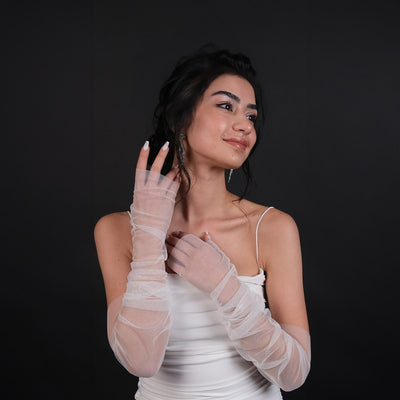 Bridal Wedding Gloves Fingerless Tulle Bridal Gloves Prom Bridal Gloves