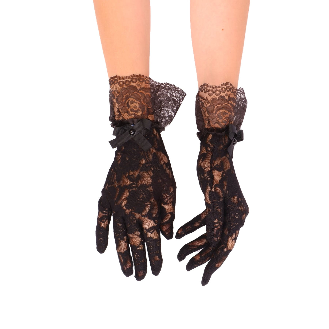 Wedding Gloves Made of Tulle Lace, Bridal Henna Night Gloves with Ribbon, Special Gloves for Costumes
