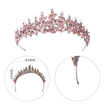 Leaf Shaped Special Crystal Crown Henna Night Party Crown for Women