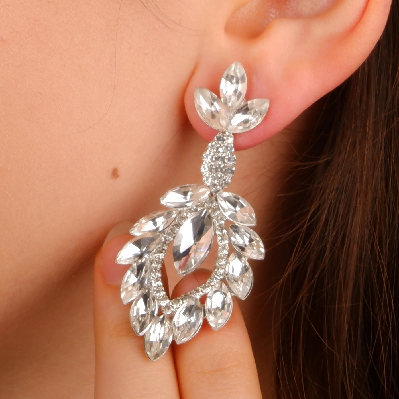 Special Design Crystal Stone Modern Bridal Earrings, Henna Night Earrings Specially Produced for Costume Night
