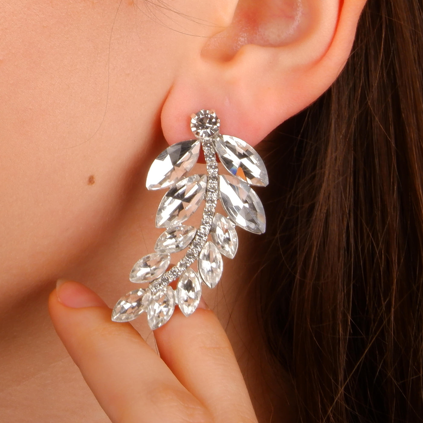 Modern Design Earrings with Crystal Stone Leaf Pattern Special Crystal Stone Earrings for Women