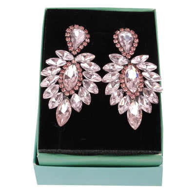 Drop Model Crystal Stone Bridal Earrings for Prom and Wedding Crystal Glass Stone Bridal Earrings Silver