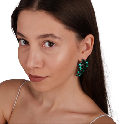 Modern Design Earrings with Crystal Stone Leaf Pattern Special Crystal Stone Earrings for Women