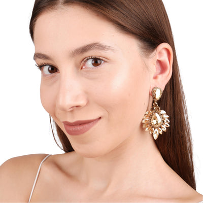 Lightweight Elegant Bridal Wedding Earrings with Drop and Shuttle Design