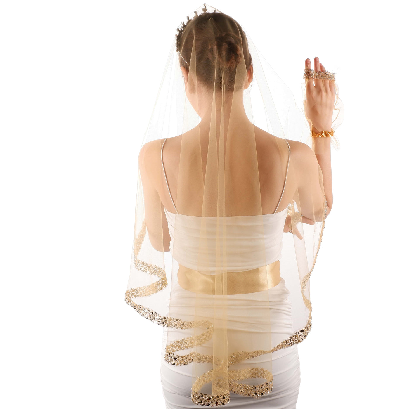 Beaded Sequined Bridal Veil Costume Veil for Wedding Bridal Veil for Henna Night