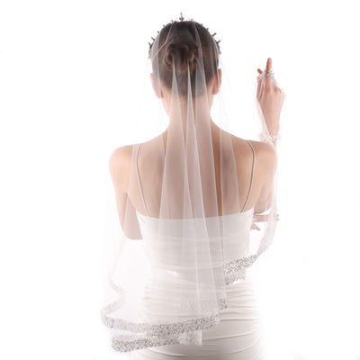 Beaded Sequined Bridal Veil Costume Veil for Wedding Bridal Veil for Henna Night