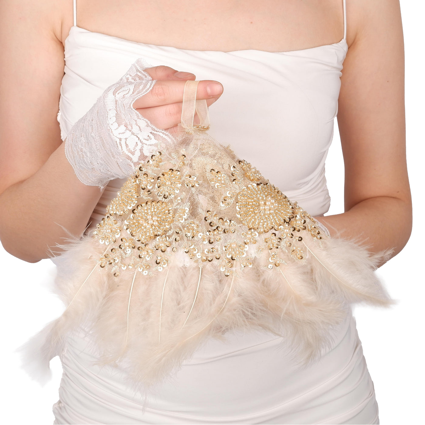 Lace Detailed Feather Bridal Wedding Handkerchief Organization Party Handkerchief 1 Pcs