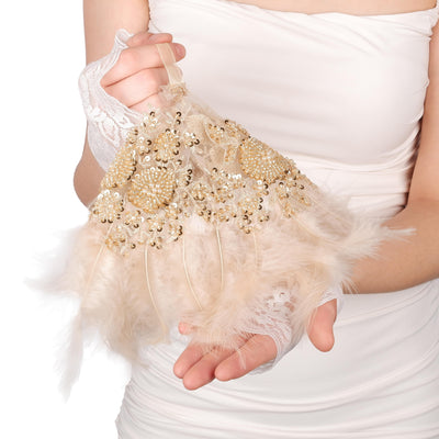Lace Detailed Feather Bridal Wedding Handkerchief Organization Party Handkerchief 1 Pcs