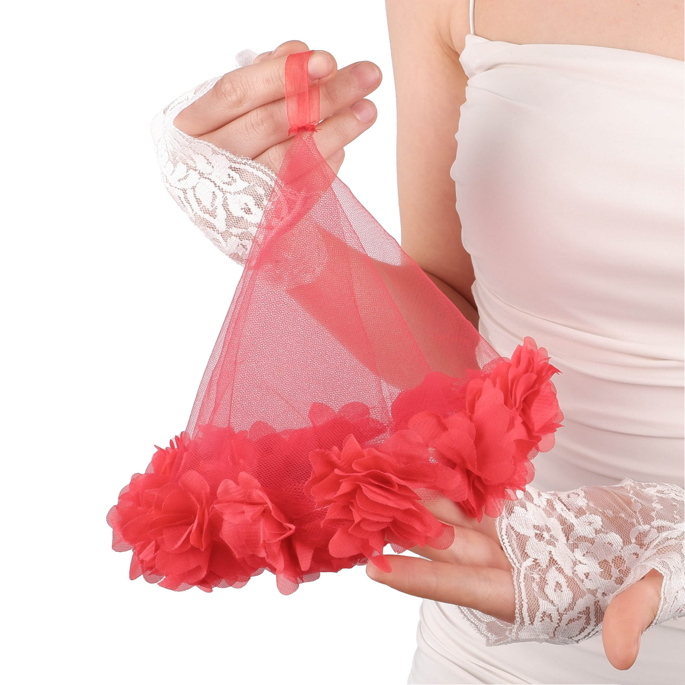 Chiffon Laser Flower Bridal Halay Handkerchief Wedding Handkerchief Party and Organization Handkerchief 1 Pcs