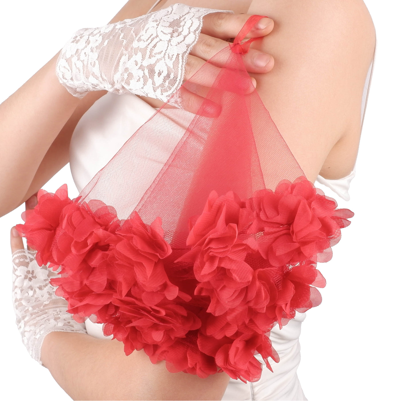Chiffon Laser Flower Bridal Halay Handkerchief Wedding Handkerchief Party and Organization Handkerchief 1 Pcs