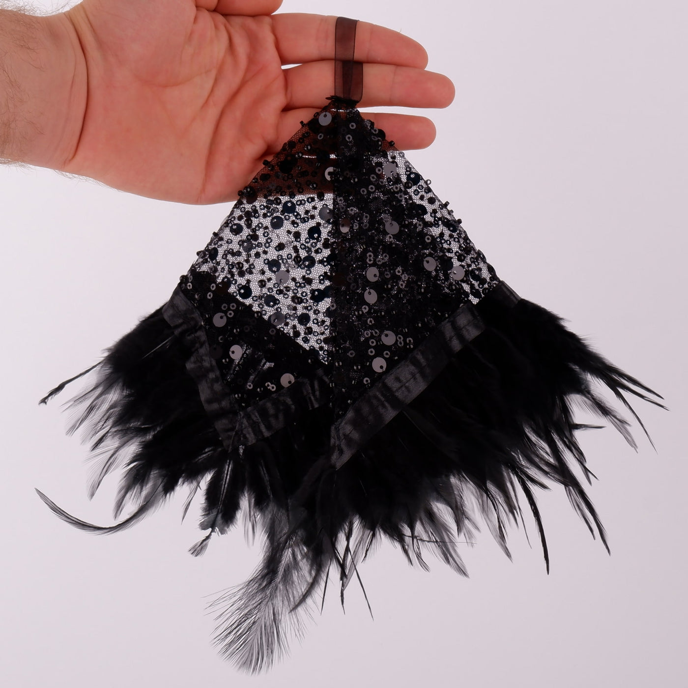 Authentic Bead Embroidered Feather Bridal Halay Handkerchief, Organization Handkerchief Party Handkerchief 1 Pcs