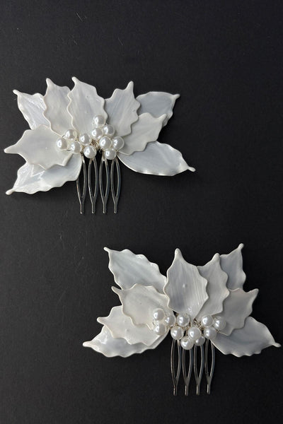 Adora Pearl Resin 2 Piece Comb Hair and Bridal Accessory