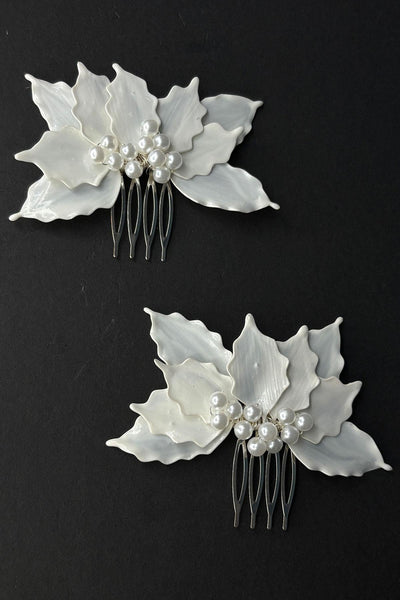 Adora Pearl Resin 2 Piece Comb Hair and Bridal Accessory