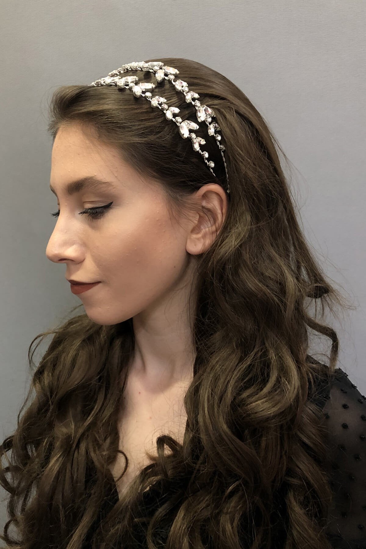 Alfa Model Double Row Silver Bridal Crown