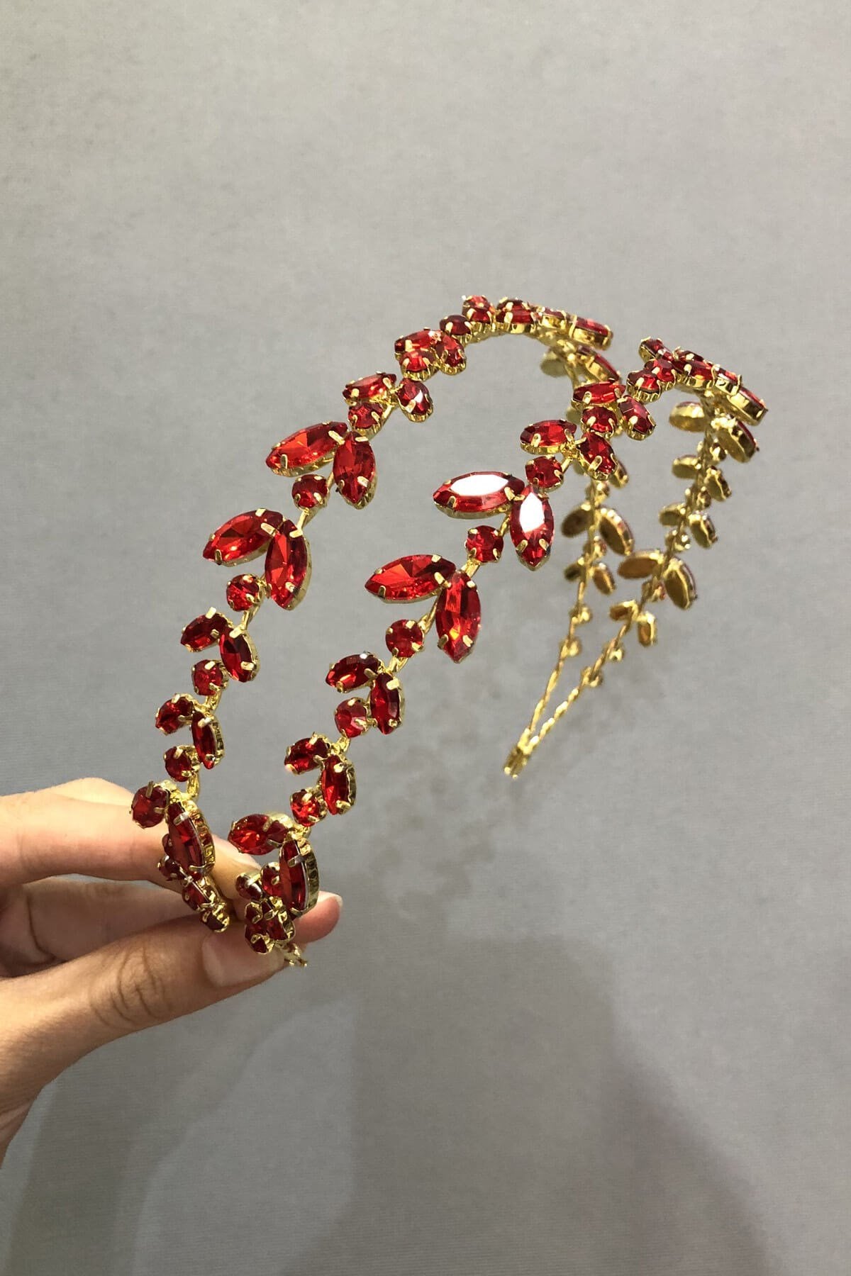 Alfa Model Double Row Red Copper Bridal Henna Crown