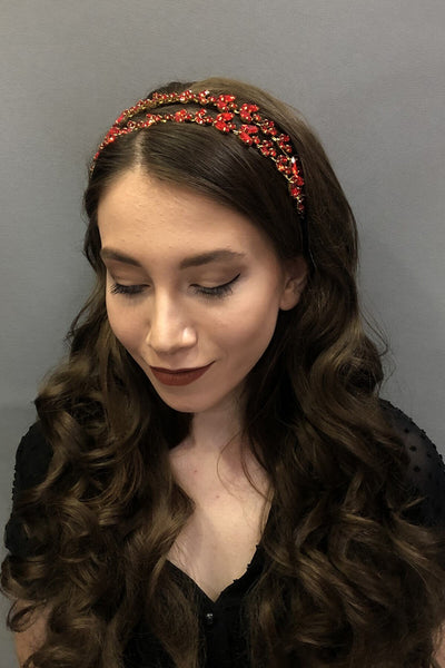 Alfa Model Double Row Red Copper Bridal Henna Crown