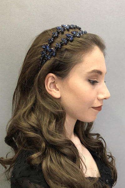 Alfa Model Navy Blue Double Row Henna Crown