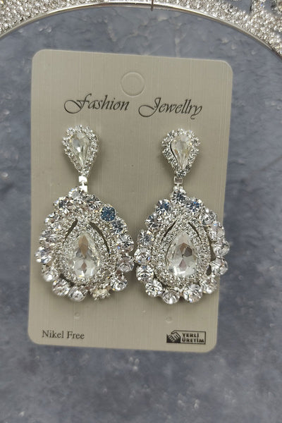 Angel Model Bridal Crown and Shuttle Stone Earrings