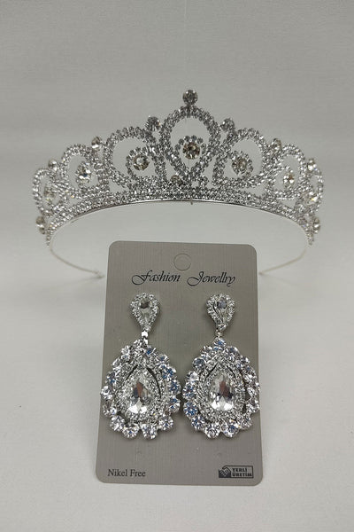 Angel Model Bridal Crown and Shuttle Stone Earrings