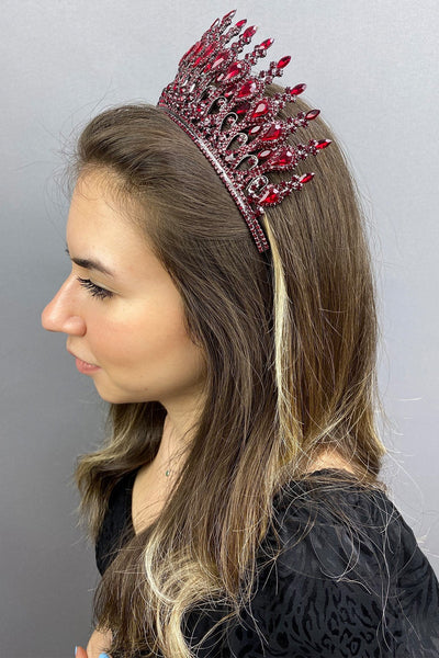 Anthracite Burgundy Henna Bridal Crown