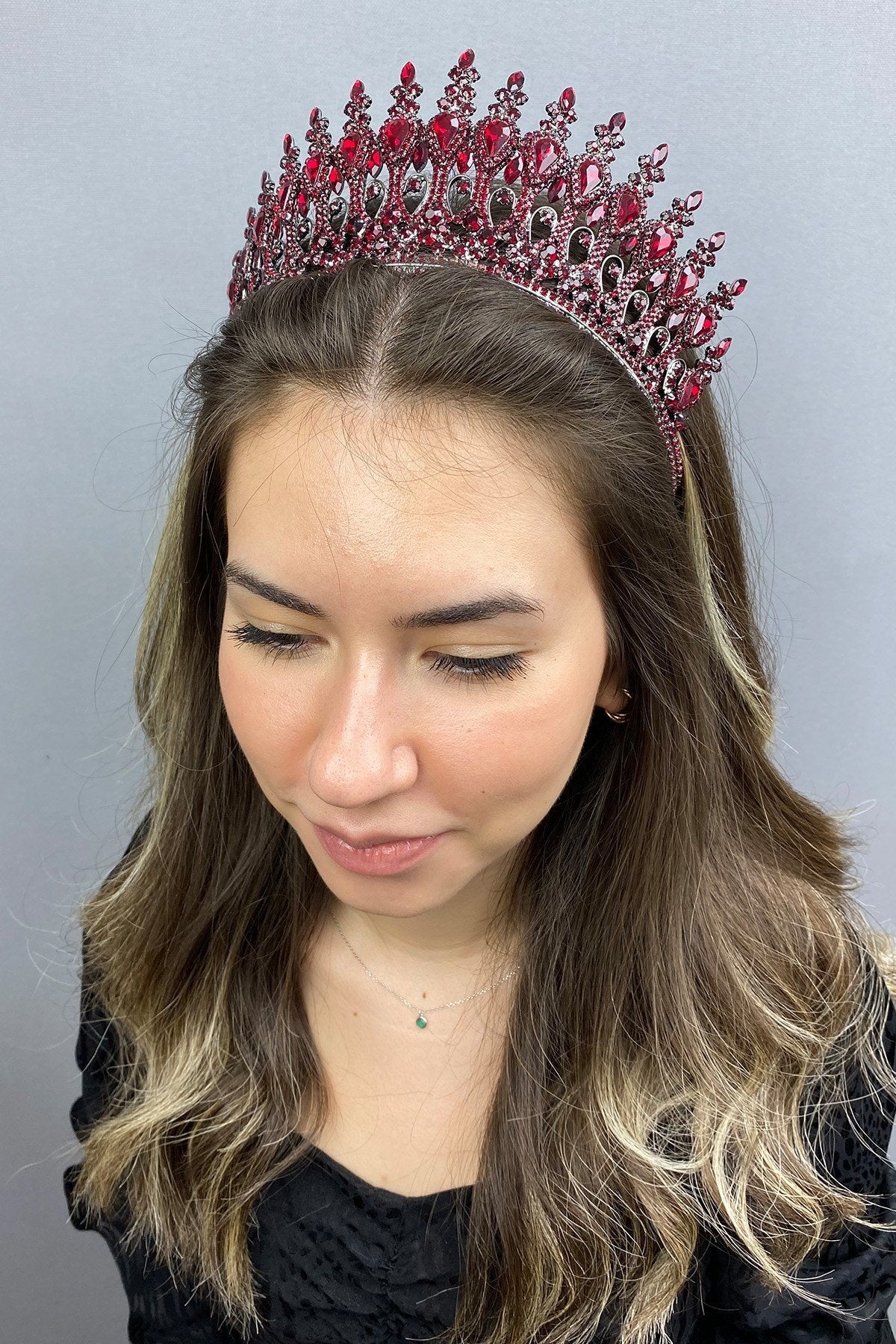 Anthracite Burgundy Henna Bridal Crown