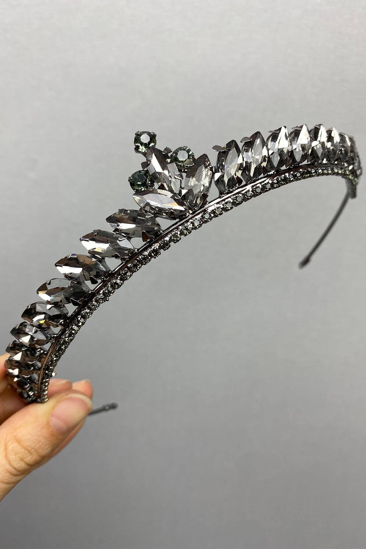 Anthracite Gray Ece Model Thin Bridal Henna Crown