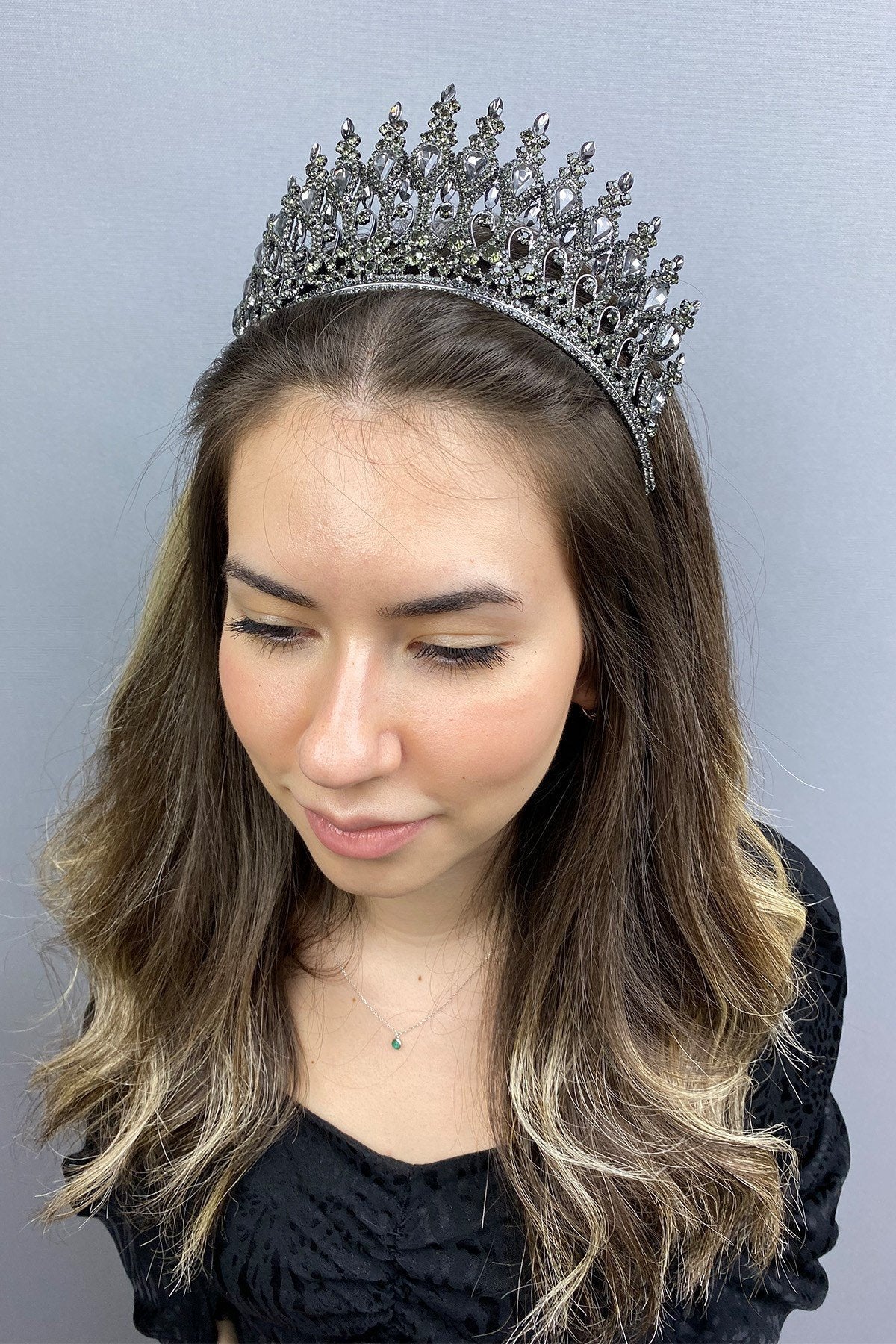 Anthracite Grey Henna Bridal Crown