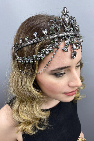 Anthracite Gray Hurrem Bridal Henna Crown