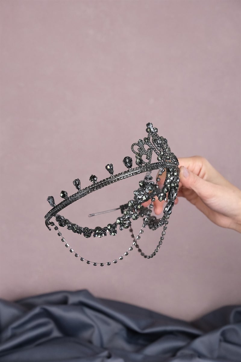 Anthracite Gray Hurrem Bridal Henna Crown