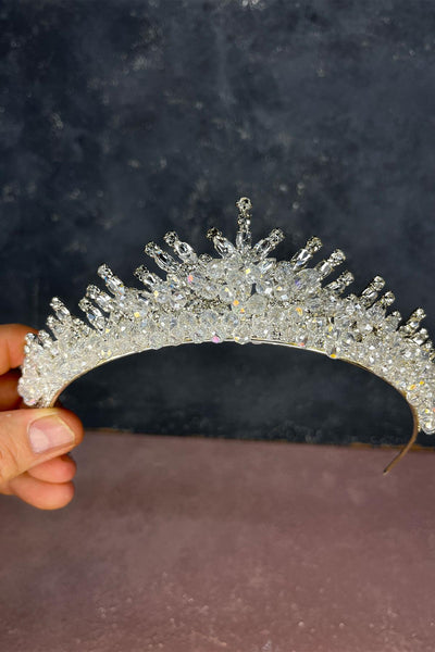 Transparent Silver Edis Beaded Bridal Henna Crown