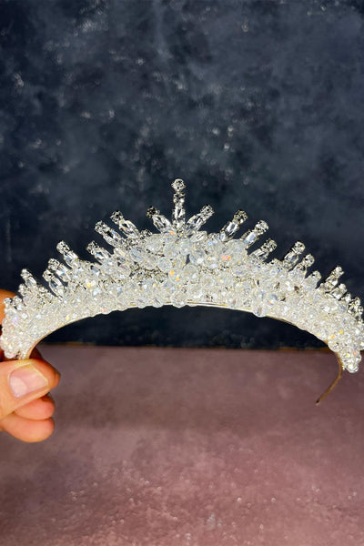Transparent Silver Edis Beaded Bridal Henna Crown