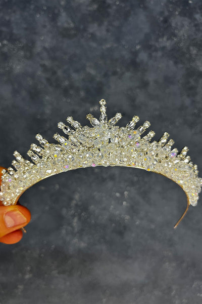 Transparent Silver Edis Beaded Bridal Henna Crown