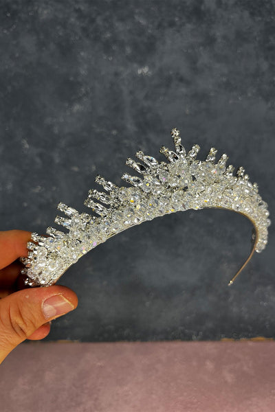 Transparent Silver Edis Beaded Bridal Henna Crown