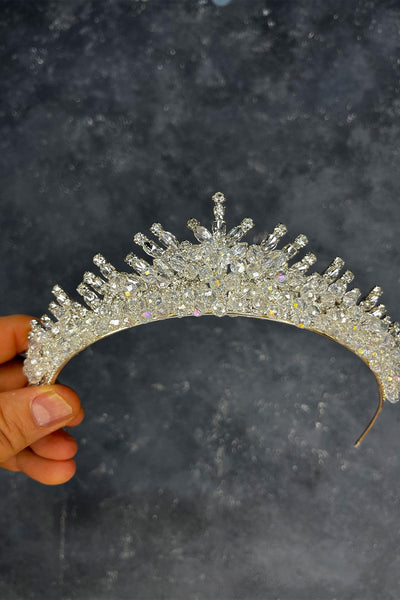 Transparent Silver Edis Beaded Bridal Henna Crown