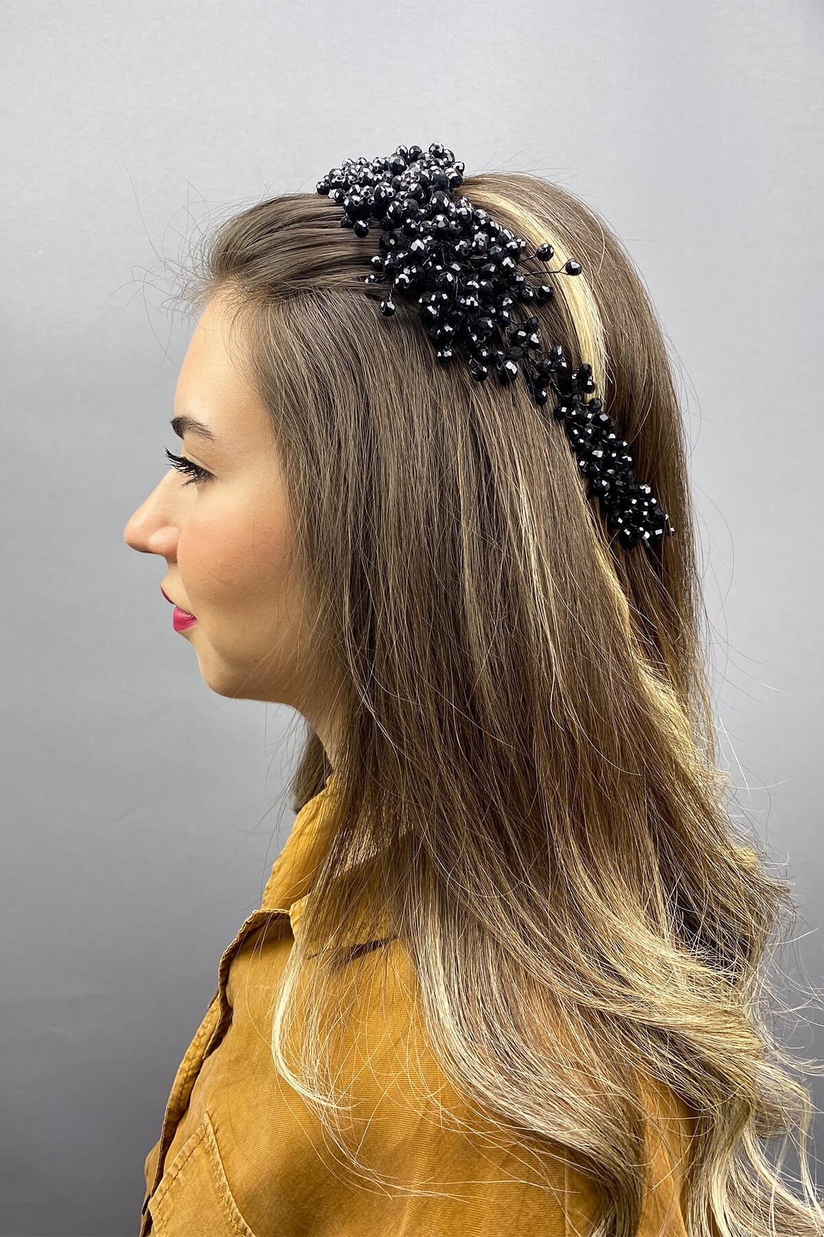 Black Asian Crystal Bridal Hair Accessory