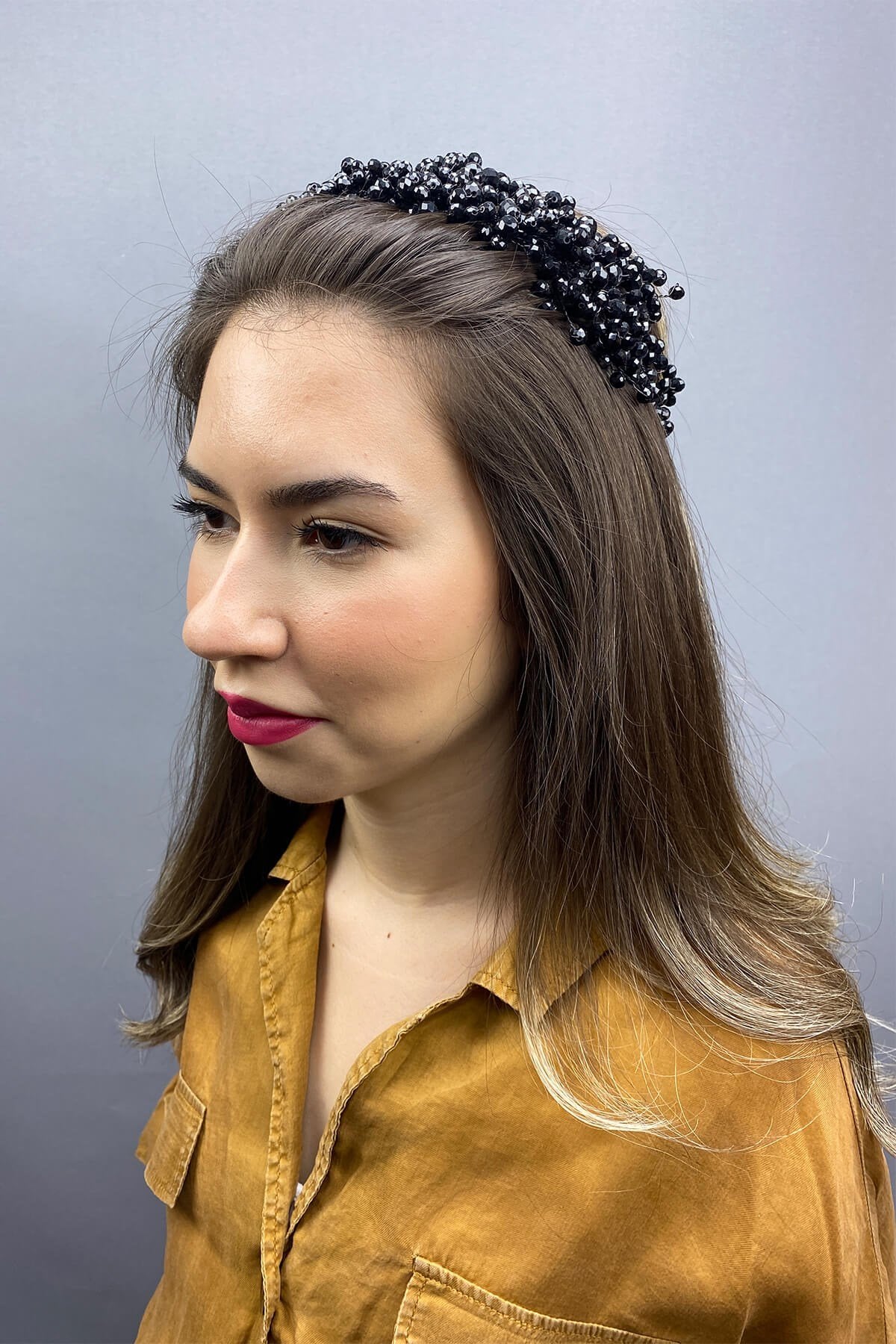 Black Asian Crystal Bridal Hair Accessory