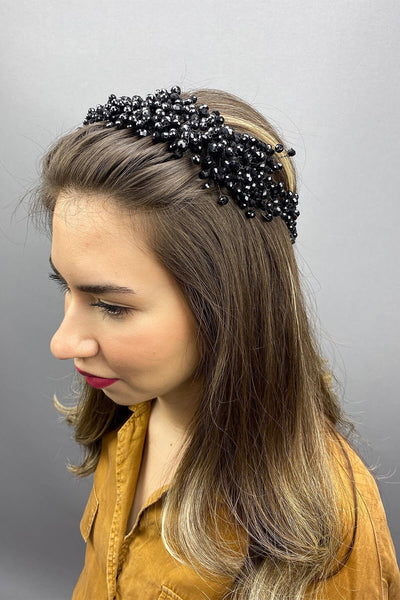 Black Asian Crystal Bridal Hair Accessory