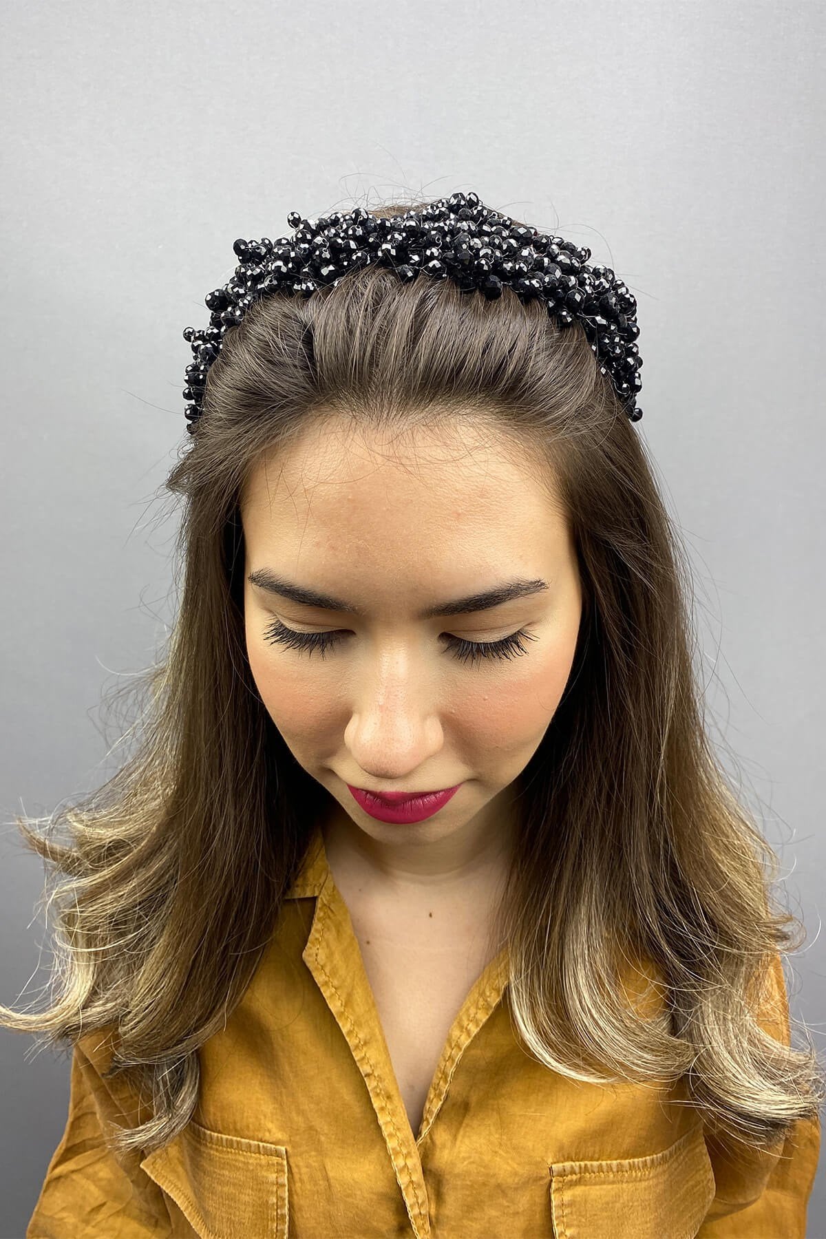 Black Asian Crystal Bridal Hair Accessory