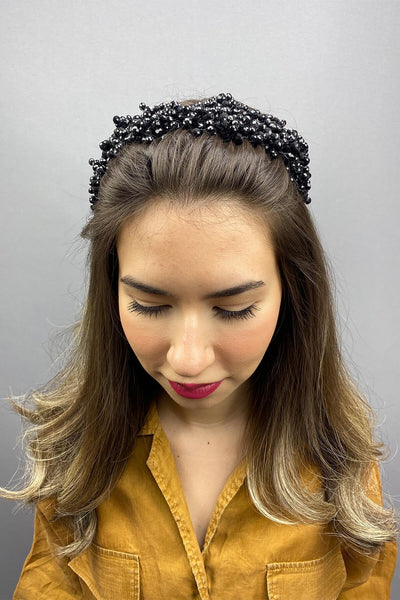 Black Asian Crystal Bridal Hair Accessory