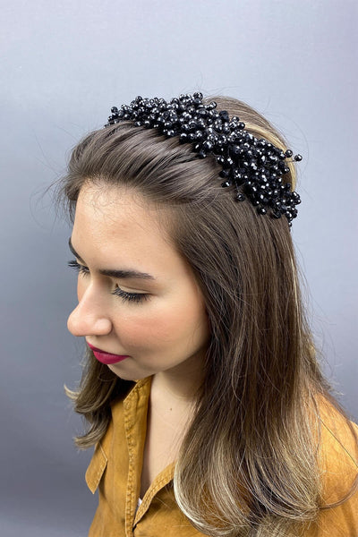 Black Asian Crystal Bridal Hair Accessory