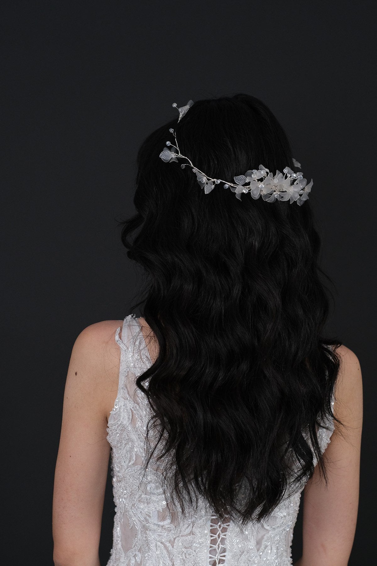 Water Green Mila Flower Branch Motif Bridal Henna Crown