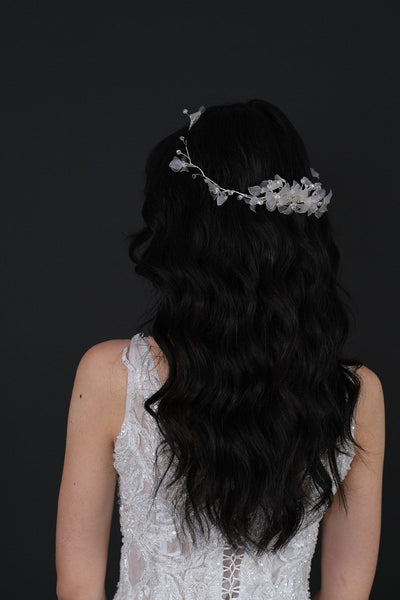 Water Green Mila Flower Branch Motif Bridal Henna Crown