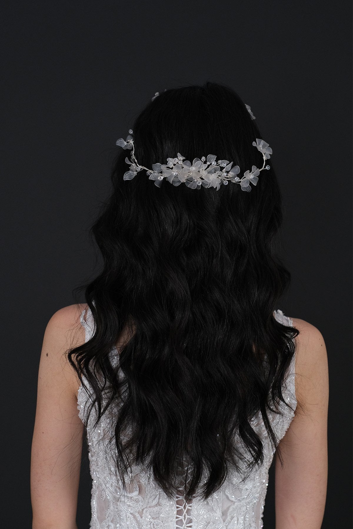 Water Green Mila Flower Branch Motif Bridal Henna Crown