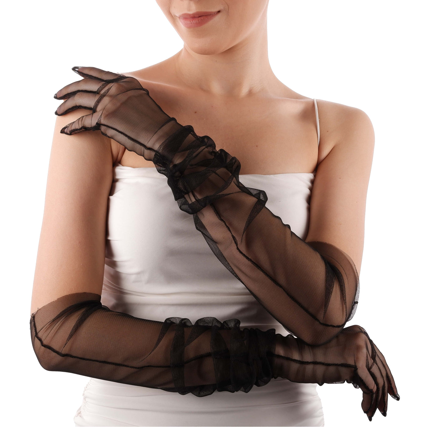 Long Tulle Transparent Bridal Gloves Gloves for Costume and Prom