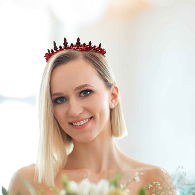 Thin Flower Model Crown Crystal Beaded Wedding and Birthday Crown